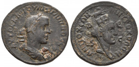 Syria, Antiochia, Philippus II 247-249 AD, AE
Laureated, draped and cuirassed of Philippus II, seen from the behind, right
Veiled, turreted and draped...