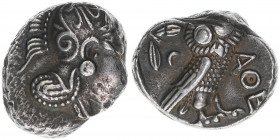 ca. 454-404 BC
Griechen Athen. Tetradrachme Fragment. Kopf der Pallas Athene - Eule
17,03g
ss/vz