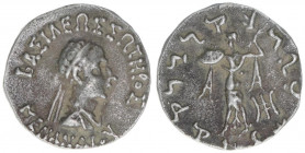 Menander I. Soter 165-130
Indo Greek Baktrien. Drachme. Kopf des Menander nach rechts - Athena Alkidemos
1,61g
vz