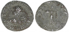 Menander I. Soter 165-130
Indo Greek Baktrien. Drachme. Kopf des Menander nach links - Athena Alkidemos
1,81g
ss/vz
