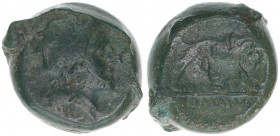 anonym 275-270 BC
Römisches Reich - Republik. Dilitron. Frauenkopf nach rechts - Löwe
11,08g
Cr.16/1, Sear 590
ss