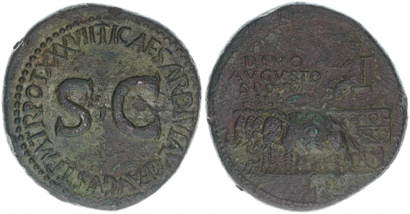 Tiberius 14-37
Römisches Reich - Kaiserzeit. Sesterz. TI CAESAR DIVI AVG F AVGVS...