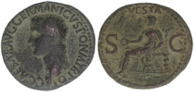 Caligula 37-41
Römisches Reich - Kaiserzeit. As. VESTA - SC
Rom
10,16g
Kampmann 11.9
s/ss
