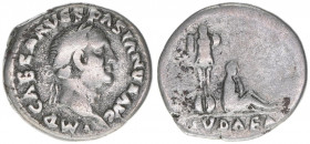 Vespasianus 69-79
Römisches Reich - Kaiserzeit. Denar. IVDAEA
Rom
3,00g
Kampmann 20.44
s/ss