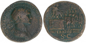 Traianus 98-117
Römisches Reich - Kaiserzeit. Sesterz. IMPERATOR VIIII SC
Rom
25,18g
Kampmann 27.87
s/ss