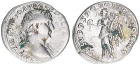 Traianus 98-117
Römisches Reich - Kaiserzeit. Denar. COS V P P SPQR OPTIMO PRINC
Rom
3,07g
Kampmann 27.32
s/ss