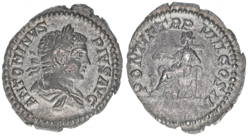 Caracalla 198-217
Römisches Reich - Kaiserzeit. Denar subaerat. PONTIF TR P VIII...