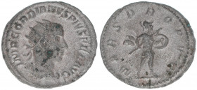 Gordianus III. Pius 238-244
Römisches Reich - Kaiserzeit. Antoninian subaerat. MARS PROPVG
3,61g
Kampmann 72.23
Silbersud
ss