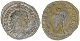 Philippus I. Arabs 244-249
Römisches Reich - Kaiserzeit. Antoninian. PAX FVNDATA CVM PERSIS
Rom
4,51g
RIC 69
ss+