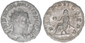 Philippus I. Arabs 244-249
Römisches Reich - Kaiserzeit. Antoninian. P M TR P II COS P P
Rom
4,17g
Kampmann 74.17
ss/vz
