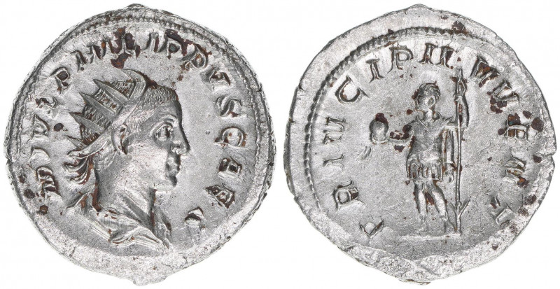 Philippus II. 247-249
Römisches Reich - Kaiserzeit. Antoninian. PRINCIPI IVVENT
...