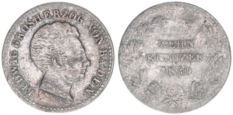Ludwig 1818-1830
Baden. 10 Kreuzer, 1830. 2,32g
AKS 57
ss-