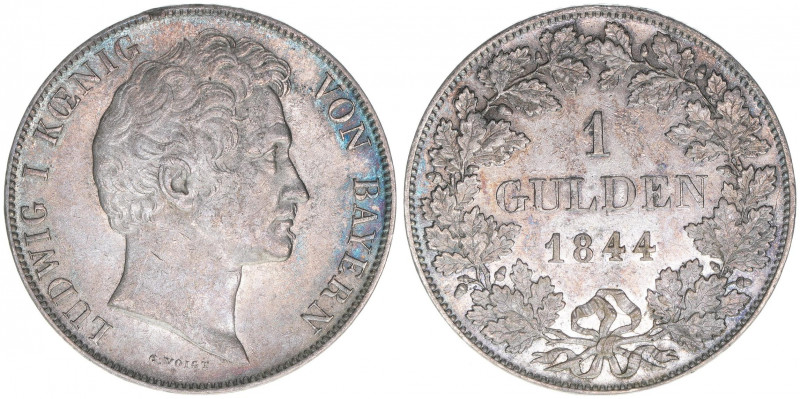 Ludwig I. Karl August 1825-1848
Bayern. 1 Gulden, 1844. 10,57g
AKS 78
ss/vz