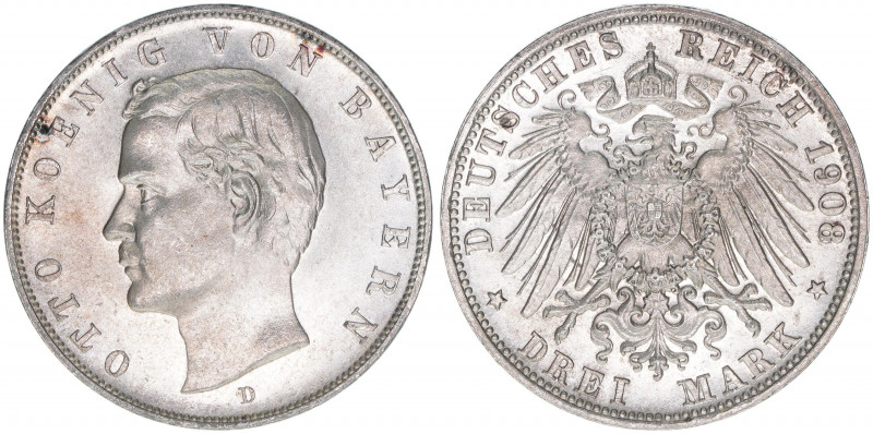 Otto 1886-1913
Bayern. 3 Mark, 1908 D. 16,68g
J.47
vz/stfr