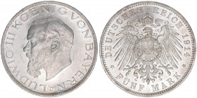 Ludwig III. 1913-1918
Bayern. 5 Mark, 1914 D. 27,80g
J.53
vz/stfr