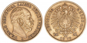 Wilhelm I. 1861-1888
Preussen. 20 Mark, 1873 A. 7,92g
AKS 109
ss/vz