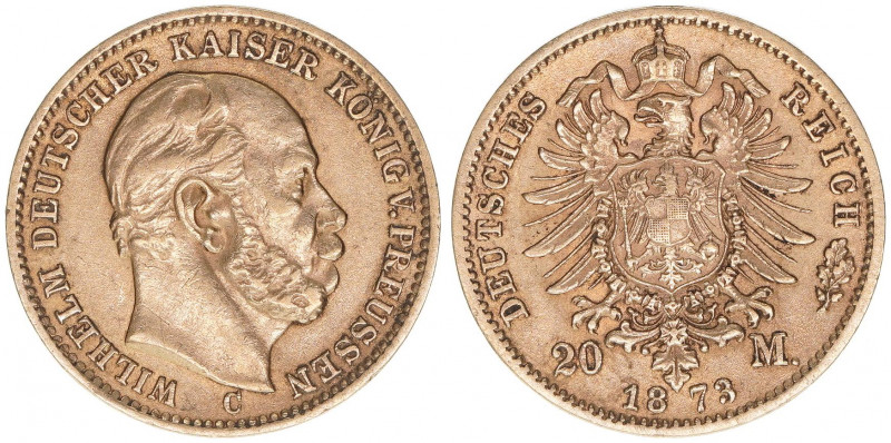 Wilhelm I. 1861-1888
Preussen. 20 Mark, 1873 C. 7,92g
AKS 109
ss/vz