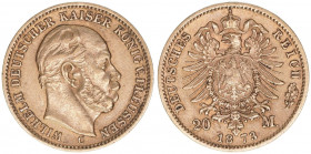 Wilhelm I. 1861-1888
Preussen. 20 Mark, 1873 C. 7,92g
AKS 109
ss/vz