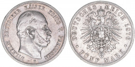 Wilhelm I. 1861-1888
Preussen. 5 Mark, 1876 B. 27,36g
J.97
ss-