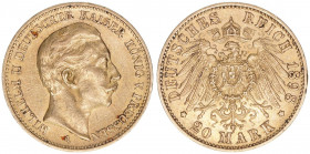 Wilhelm II. 1888-1918
Preussen. 20 Mark, 1898 A. 7,93g
AKS 124
ss/vz