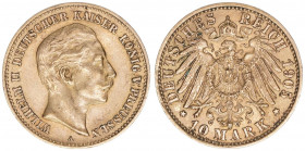 Wilhelm II. 1888-1918
Preussen. 10 Mark, 1905 A. 4,00g
J.251
vz