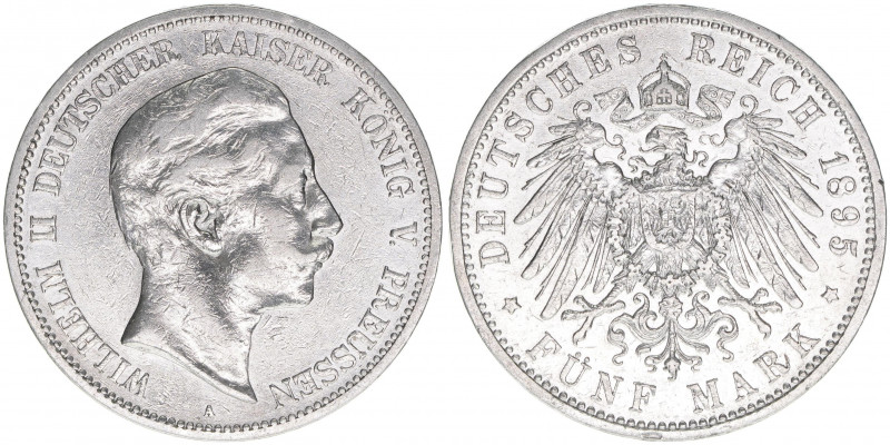 Wilhelm II. 1888-1918
Preussen. 5 Mark, 1895 A. 27,64g
J.104
ss/vz