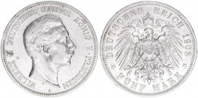 Wilhelm II. 1888-1918
Preussen. 5 Mark, 1902 A. 27,66g
J.104
ss