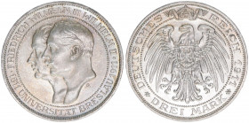 Wilhelm II. 1888-1918
Preussen. 3 Mark, 1911 A. zur Jahrhundertfeier der Universität Breslau
16,69g
J.108
vz/stfr