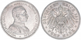 Wilhelm II. 1888-1918
Preussen. 5 Mark, 1913 A. 27,74g
J.114
vz
