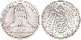 Friedrich August 1904-1918
Sachsen, Königreich. 3 Mark, 1913 E. zur Jahrhundertfeier der Völkerschlacht bei Leipzig
16,70g
J.140
ss/vz