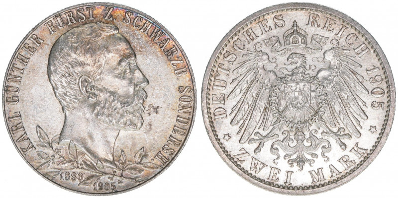 Karl Günther 1880-1909
Schwarzburg-Sondershausen. 2 Mark, 1905 A. 11,12g
J.169b
...