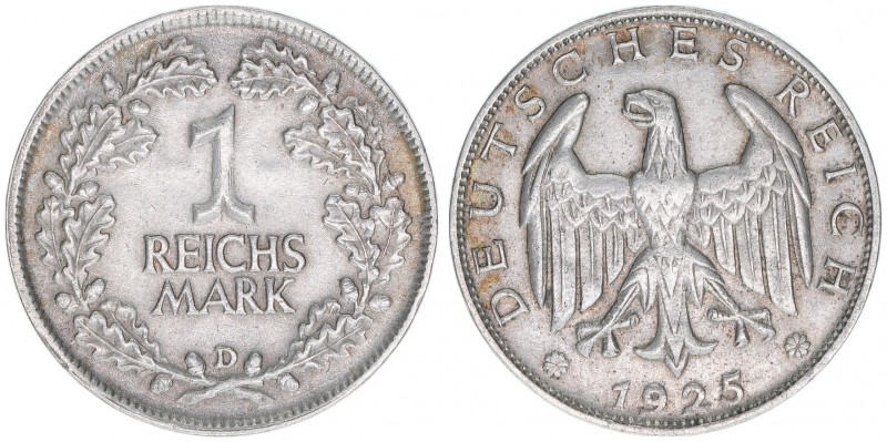 1 Reichsmark, 1925 D
4,93g. J.319
vz-
