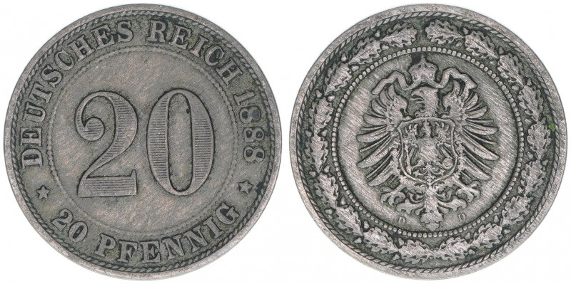 20 Pfennige, 1888 D
6,16g. J.6
ss-