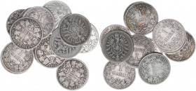Lot mit 25 Münzen
1 Mark. aus den Jahren 1874,1875,1876,1886,1892,1893,1905,1906
J.9,17
s/ss,ss