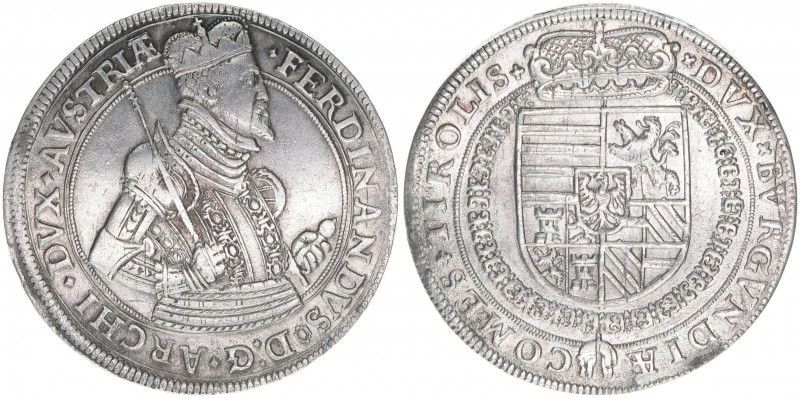 Erzherzog Ferdinand 1564-1595
Taler, ohne Jahr. Hall
28,00g
MzA 49
ss+