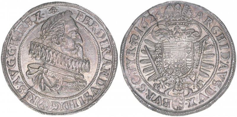 Ferdinand II. 1619-1637
Taler, 1624. von M. Fellner
Wien
28,56g
Herinek 370c
vz-