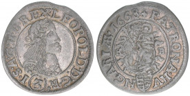 Leopold I. 1657-1705
Groschen, 1668 KB. Kremnitz
1,53g
Herinek 1583
ss+
