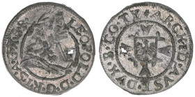 Leopold I. 1657-1705
1 Kreuzer, ohne Jahr. Hall
0,74g
Schrötlingsfehler
vz