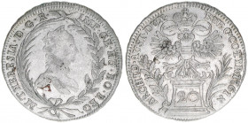 Maria Theresia 1740-1780
20 Kreuzer, 1761. Wien
6,57g
ANK 101
ss+
