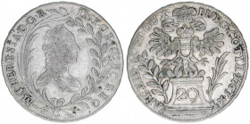 Maria Theresia 1740-1780
20 Kreuzer, 1763. Wien
6,57g
ANK 101
ss