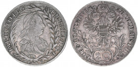 Maria Theresia 1740-1780
20 Kreuzer, 1776 IC-FA. Wien
6,56g
ANK 102
ss/vz