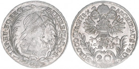 Maria Theresia 1740-1780
20 Kreuzer, 1778 IC-FA. Wien
6,59g
ANK 102
vz