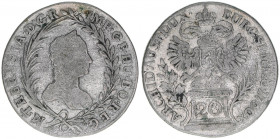 Maria Theresia 1740-1780
20 Kreuzer, 1760. Prag
6,39g
Herinek 926
ss