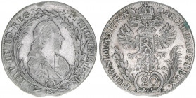 Maria Theresia 1740-1780
20 Kreuzer, 1770 EvS-AS. Prag
6,55g
ANK 110
ss+