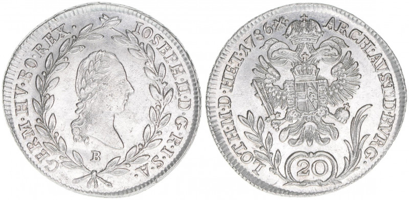 Joseph II. 1780-1792
20 Kreuzer, 1786 B. Kremnitz
6,62g
ANK 12
stfr
