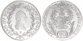 Joseph II. 1780-1792
20 Kreuzer, 1787 B. Kremnitz
6,61g
ANK 12
stfr