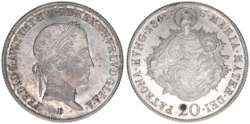 Ferdinand I. 1835-1848
20 Kreuzer, 1845 B. Kremnitz
6,67g
ANK 15
stfr