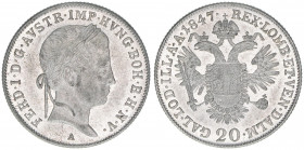 Ferdinand I. 1835-1848
20 Kreuzer, 1847 A. Wien
6,67g
ANK 8
stfr