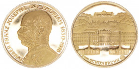 Franz Joseph I. 1848-1916
Goldmedaille, ohne Jahr. Gold, Schloss Schönbrunn
Wien
3,48g
stfr