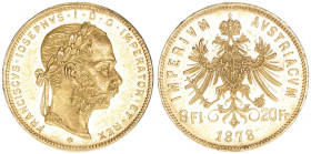 Franz Joseph I. 1848-1916
8 Gulden=20 Franken, 1878. Gold
Wien
6,45g
ANK 19
stfr-